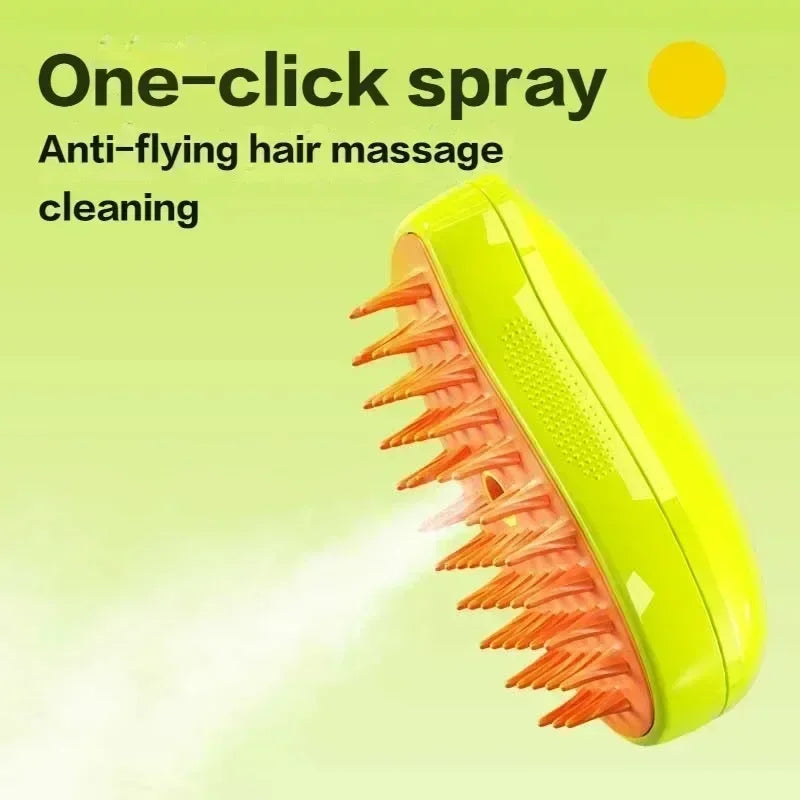 Escova a vapor para cães e gatos 3 em 1, sprays elétricos, pentes de massagem