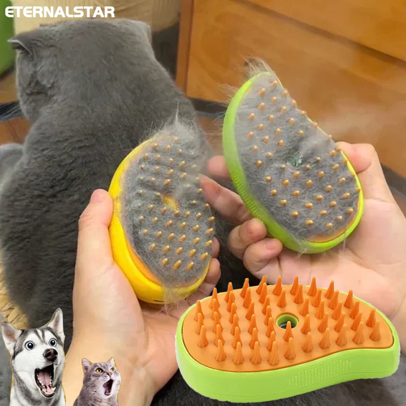 Escova a vapor para cães e gatos 3 em 1, sprays elétricos, pentes de massagem